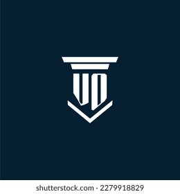 Contenedor de logotipo de monograma inicial de VO con diseño de hitos