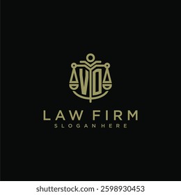 VO initial monogram logo for lawfirm with scale vector design