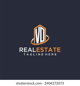 VO initial monogram logo real estate with building style design vector