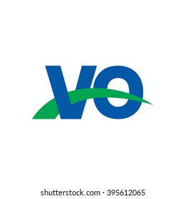 VO initial overlapping swoosh letter logo blue green