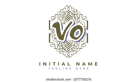 Vo Initials, handwriting logo vector