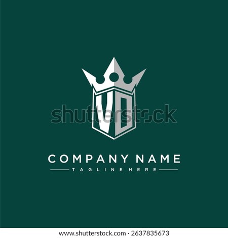 VO letter monogram initial logo for shield and crown design