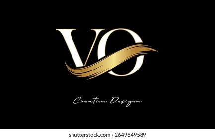 Logotipo del monograma de la letra del VO – marca elegante de la letra del trazo del cepillo del oro para la marca de lujo, moda, diseño de la identidad de la boutique Premium
