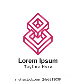 Icono de diseño de logotipo de forma rectangular de letra VO