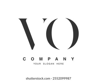 Diseño del logotipo de VO. Estilo de letra inicial v y o serif. Tipografía de nombre de empresa clásica creativa. Logotipo o identidad de moda. Ilustración vectorial.