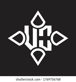 Monograma del logotipo de VO con cuatro cono redondeado por la plantilla de diseño de forma