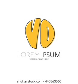 VO Logo. Vector Graphic Sphere Branding Letter Element. White Background