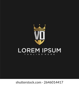 VO luxury letter monogram for crown and shield logo design
