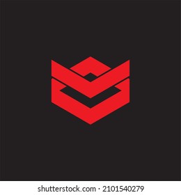 Imagen vectorial del logotipo rojo de las iniciales OV
