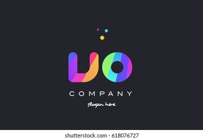 vo v o  creative rainbow green orange blue purple magenta pink artistic alphabet company letter logo design vector icon template