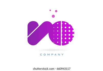 vo v o pink dots dotted letter logo alphabet creative company vector icon design template