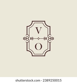 VO vintage wedding initial logo in high quality professional design that will print well across any print media