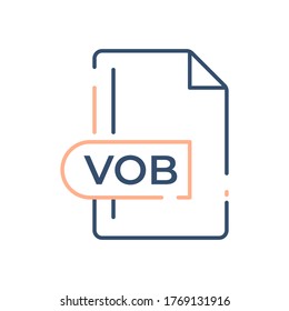 VOB File Format Icon. VOB extension line icon.