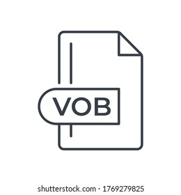 VOB File Format Icon. VOB extension line icon.