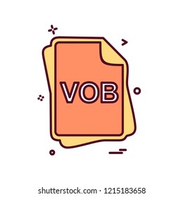 VOB file type icon design vector