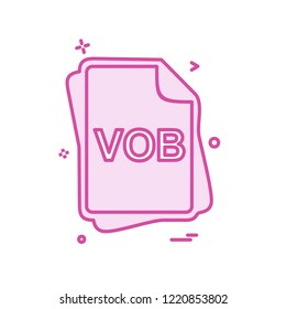 VOB file type icon design vector