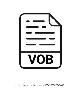 VOB icon, VOB outline vector icon. Thin line black VOB  icon, flat vector simple element illustration from editable big data concept isolated on white background