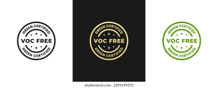 VOC Free Stamp or VOC Free Label Vector Isolated in Flat Style. Simple VOC Free Stamp vector for product packaging design element. And other needs related to VOC Free.