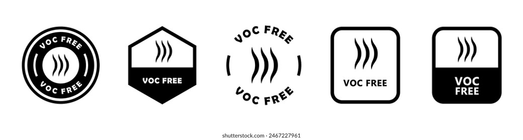 VOC Free - Señales de Vector para etiquetas de embalaje de productos.