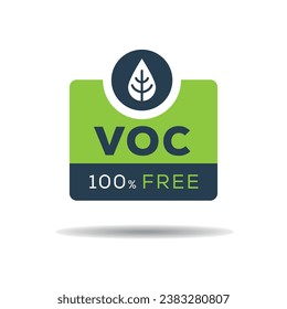 VOC free (Volatile organic compounds free) label sign, vector illustration.