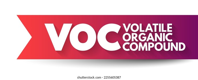 VOC - Volatile Organic Compound are organic chemicals that have a high vapour pressure at room temperature, acronym concept background - Shutterstock ID 2255605387
