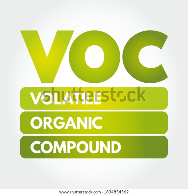 VOC - Volatile Organic Compound are organic\
chemicals that have a high vapour pressure at room temperature,\
acronym concept background