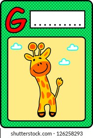 vocabulary card with animals alphabet illustration