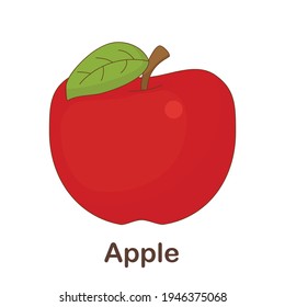 Vocabulary Flash Card for kids. apple with picture of apple (Vocabulary for CEFR : A1-A2 Level)