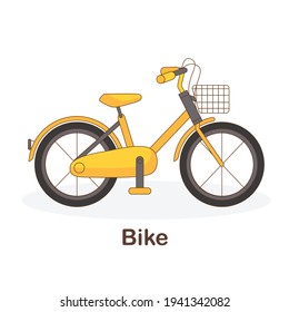 Vocabulary Flash Card for kids. Bike to with picture of bike to (Vocabulary for CEFR : A1-A2 Level)