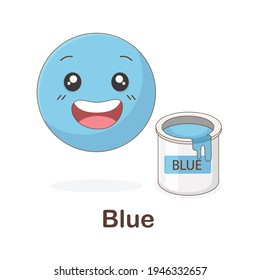 Vocabulary Flash Card for kids. blue with picture of blue (Vocabulary for CEFR : A1-A2 Level)