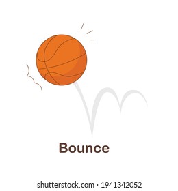 Vocabulary Flash Card for kids. bounce to with picture of bounce to (Vocabulary for CEFR : A1-A2 Level)