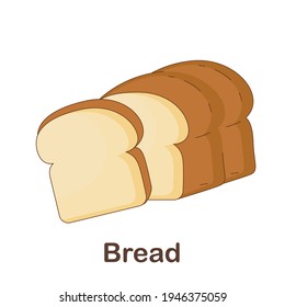 Vocabulary Flash Card for kids. bread with picture of bread (Vocabulary for CEFR : A1-A2 Level)