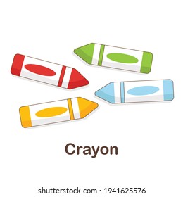 Vocabulary Flash Card for kids. crayon to with picture crayon to (Vocabulary for CEFR : A1-A2 Level)