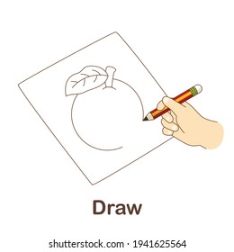 Vocabulary Flash Card for kids. draw to with picture draw to (Vocabulary for CEFR : A1-A2 Level)