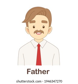 Vocabulary Flash Card for kids. father with picture of father (Vocabulary for CEFR : A1-A2 Level)