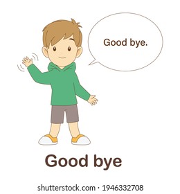 Vocabulary Flash Card for kids. good bye to with picture good bye to (Vocabulary for CEFR : A1-A2 Level)