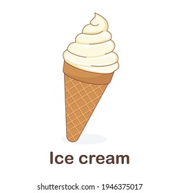 Vocabulary Flash Card for kids. ice cream with picture of ice cream (Vocabulary for CEFR : A1-A2 Level)