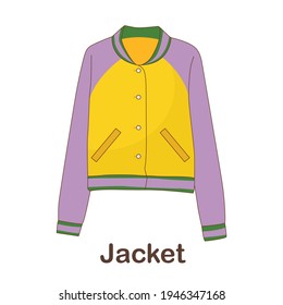 Vocabulary Flash Card for kids. jacket with picture of jacket (Vocabulary for CEFR : A1-A2 Level)