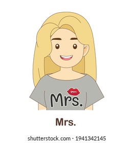 Vocabulary Flash Card for kids. Mrs with picture of mrs (Vocabulary for CEFR : A1-A2 Level)