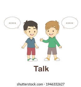 Vocabulary Flash Card for kids. talk to with picture talk to (Vocabulary for CEFR : A1-A2 Level)