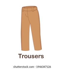 Vocabulary Flash Card for kids. trousers with picture of trousers (Vocabulary for CEFR : A1-A2 Level)