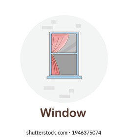 Vocabulary Flash Card for kids. window with picture of window (Vocabulary for CEFR : A1-A2 Level)