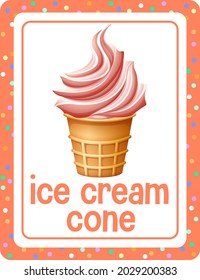 Vocabulary flashcard with Ice cream cone illustration