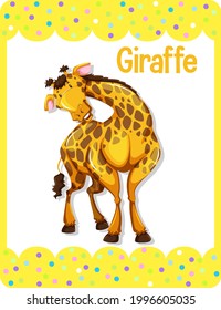 Vocabulary flashcard with word Giraffe illustration