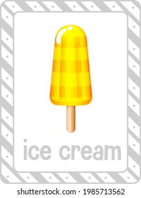 Vocabulary flashcard with word Ice-cream illustration