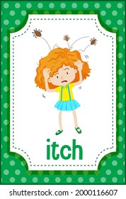 Vocabulary flashcard with word Itch illustration