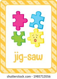 Vocabulary flashcard with word Jig-saw illustration