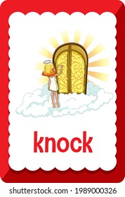 Vocabulary flashcard with word Knock illustration