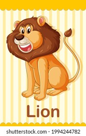 Vocabulary flashcard with word Lion illustration