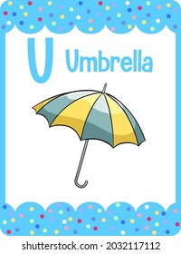 Vocabulary flashcard with word Umbrella illustration